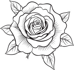 Elegant black rose line drawing vector logo with delicate detailing Beautiful rose vector logo with minimalist black line art curves