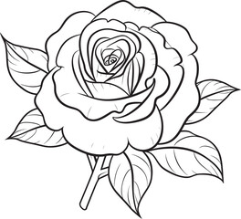 Elegant black rose line drawing vector icon with simple styling Artistic rose line art vector logo with fluid and detailed black lines