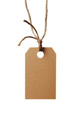 Empty tan tag, hanging by twine