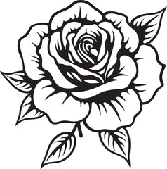 Artistic rose line drawing vector icon in minimalist black style Beautiful rose vector logo with smooth black line art strokes