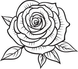 Elegant black rose line drawing vector logo with smooth outlines Artistic rose line art vector icon featuring fine black strokes