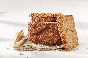 Healthy loaf rye bread baked with rye and barley.