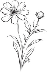 Intricate black wildflower tattoo design element with organic shapes Artistic black vector wildflower tattoo logo with flowing floral lines