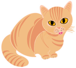 a cat poking its tongue