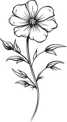 Elegant black wildflower tattoo element in minimalist vector style Artistic black wildflower tattoo design element with natural lines