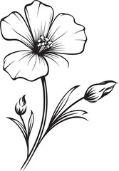 Beautiful Wildflower Tattoo Design in Black with Subtle Detailing Artistic Black Wildflower Tattoo Element with Flowing Petals