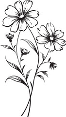 Elegant and modern wildflower tattoo design element in black Artistic black wildflower tattoo vector logo with refined line work