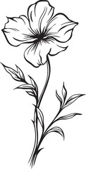 Artistic black wildflower tattoo element vector with refined details Sophisticated wildflower tattoo design in clean black line art