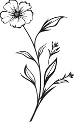 Stylish black wildflower tattoo design with fine line details Beautiful minimalist wildflower tattoo element with bold black line