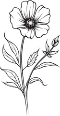 Beautiful minimalist wildflower tattoo vector icon in black Bold black wildflower tattoo design with clean flowing lines