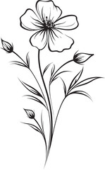 Graceful wildflower tattoo element in simple black vector design Elegant black wildflower tattoo vector icon with natural shapes
