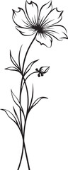 Artistic wildflower tattoo design element with elegant curves Sophisticated black wildflower tattoo vector icon with clean outlines