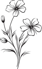Bold black wildflower tattoo design with smooth and flowing lines Modern black line wildflower tattoo vector icon with soft shapes