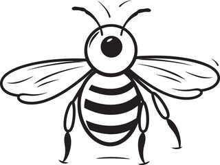 Elegant bee vector drawing with detailed wings in black icon design Black bee illustration with intricate linework vector logo icon