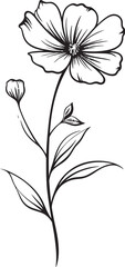 Beautiful black wildflower tattoo design element with refined outlines Stylish black wildflower tattoo vector icon with delicate petal details