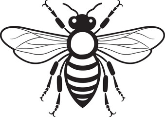 Contemporary bee design icon with flowing black vector lines Artistic bee vector illustration with bold black linework