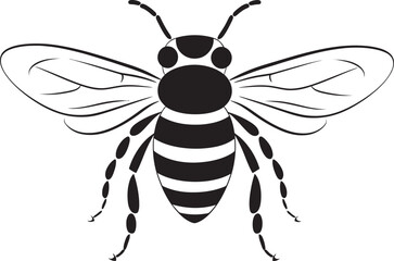 Artistic bee vector illustration with bold black linework Stylish bee logo design element in minimalist black vector style