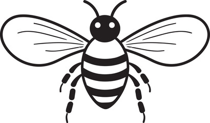 Graceful bee illustration with organic black vector shapes Detailed bee drawing design element in solid black line art