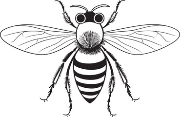 Stylish bee logo design element in minimalist black vector style Elegant bee drawing featuring clean black vector outlines