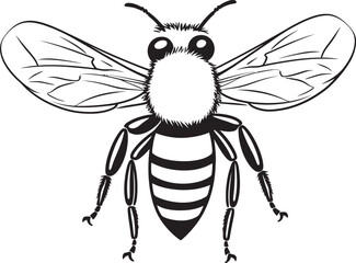 Sophisticated bee illustration with flowing black vector lines Beautiful bee vector design element in minimalist black style
