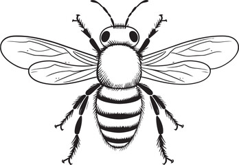 Artistic bee vector logo with dynamic black line design Sophisticated bee illustration with flowing black vector lines