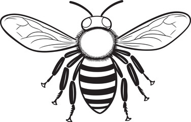 Black bee illustration with intricate linework vector logo icon Stylish bee vector icon with graceful lines and bold black design