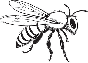 Sophisticated bee logo with clean black vector outline Stylish bee illustration featuring bold black design lines
