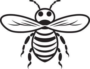 Modern bee icon with sleek black vector design details Artistic black bee drawing with fine line vector elements
