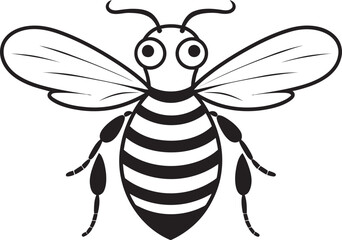 Detailed bee logo design element with artistic black vector lines Graceful bee vector drawing with organic black design details