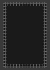 A dark gray background features a border of repeating gray crosses, creating a solemn and minimalist design. This is suitable for commemorative or religious purposes.