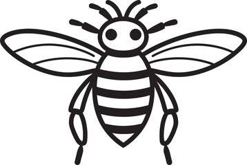 Stylish bee icon featuring refined black vector drawing Elegant Bee Vector Illustration with Modern Black Linework Design