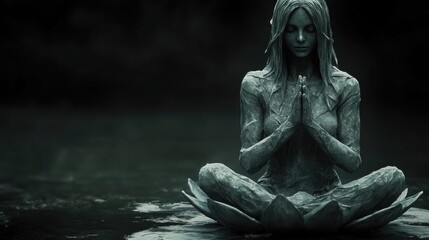 Fototapeta premium Stone Serene: Lotus Meditation Statue