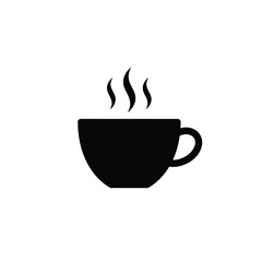 Simple black and white hot beverage cup icon