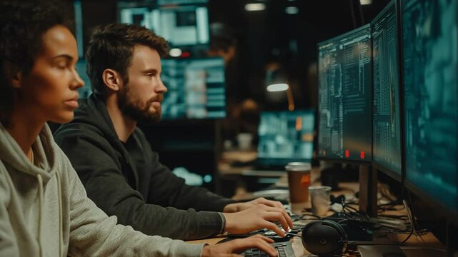 Programmers working in a cybersecurity environment