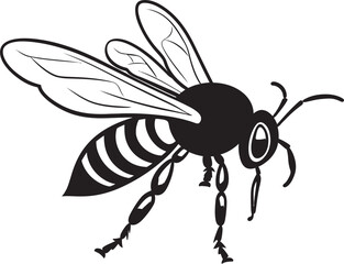 Stylish Black Bee Vector Logo with Clean Line Details Modern Bee Illustration Featuring Sophisticated Black Lines