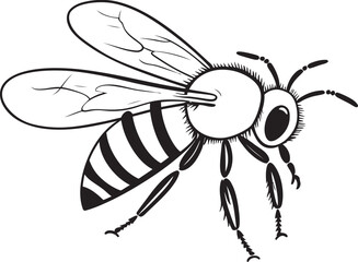 Contemporary Bee Icon with Elegant Black Vector Details Artistic Bee Illustration with Flowing Black Linework