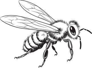 Stylish Black Bee Vector Logo with Detailed Line Elements Modern Bee Illustration with Sophisticated Black Outlines