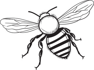 Stylish Bee Logo with Clean Black Vector Elements Graceful Bee Drawing Featuring Artistic Black Lines