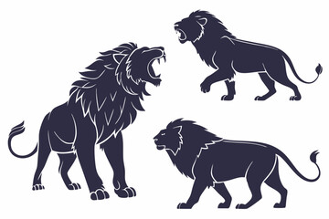 Lion Lines: Bold Silhouette Vector Set