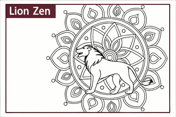 Lion Zen: Mandala Coloring Pages for Kids & Adults