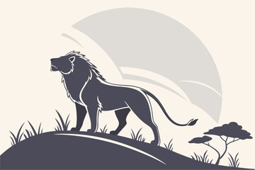 Majestic Calm: Lion Silhouette Branding Icon