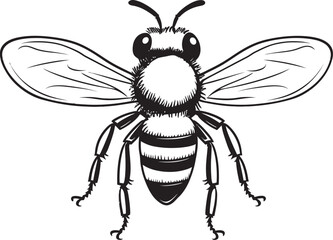 Stylish Bee Logo Featuring Flowing Black Vector Lines Modern Bee Drawing with Smooth Black Line Details