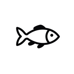 Simple Black Line Art Fish Icon Illustration for Web and App Design