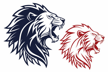 Vector Roar: Iconic Lion Head Silhouettes