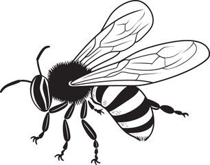 Stylish Bee Vector Icon with Bold Black Design Minimalist Bee Drawing Featuring Smooth Black Lines
