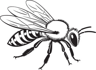 Artistic Black Bee Illustration with Smooth Line Aesthetics Graceful Bee Vector Logo with Flowing Black Elements