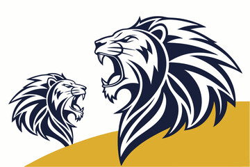 Roaring Shadows: Lion Head Silhouette Vector Set