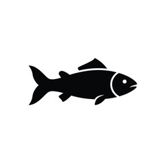 Simple Black Silhouette of a Fish Icon for Seafood Restaurants and Aquatic Designs