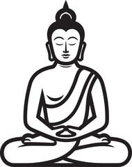 Vector Buddha Lotus Pose Black Silhouette Icon Buddha Meditating Vector Black Line Art Logo