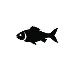Simple Black Silhouette of a Fish Icon for Seafood Restaurant Menu or Branding
